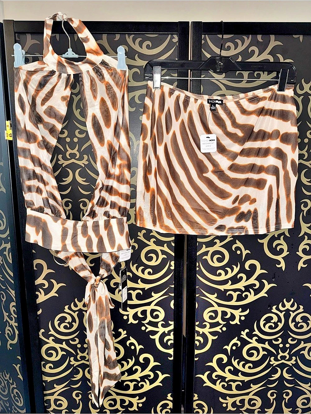 Fashion Nova Animal Print Two-Piece Set